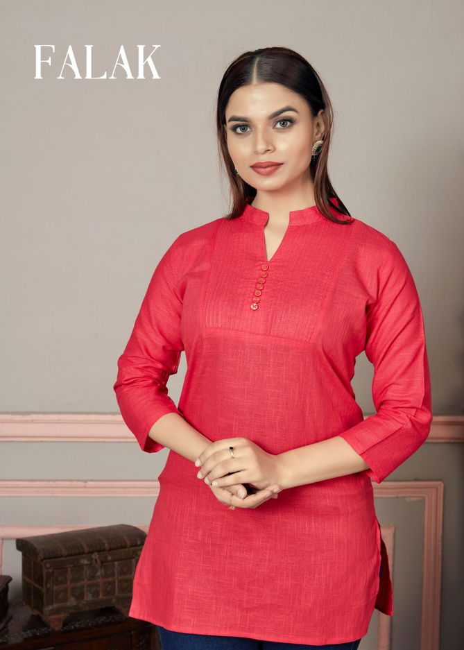 Falak By Sangeet Tunic Slub Cotton Short Kurtis Wholesale Market In Surat